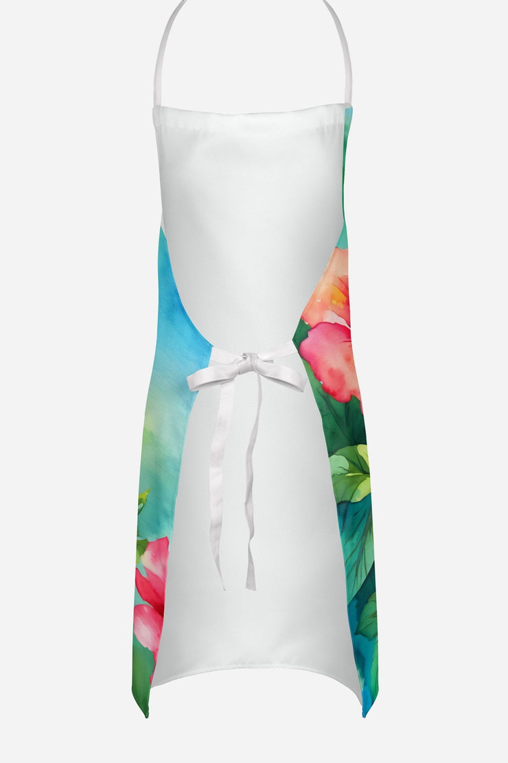 Hawaii Hawaiian Hibiscus in Watercolor Apron - Freeyouthzbandz
