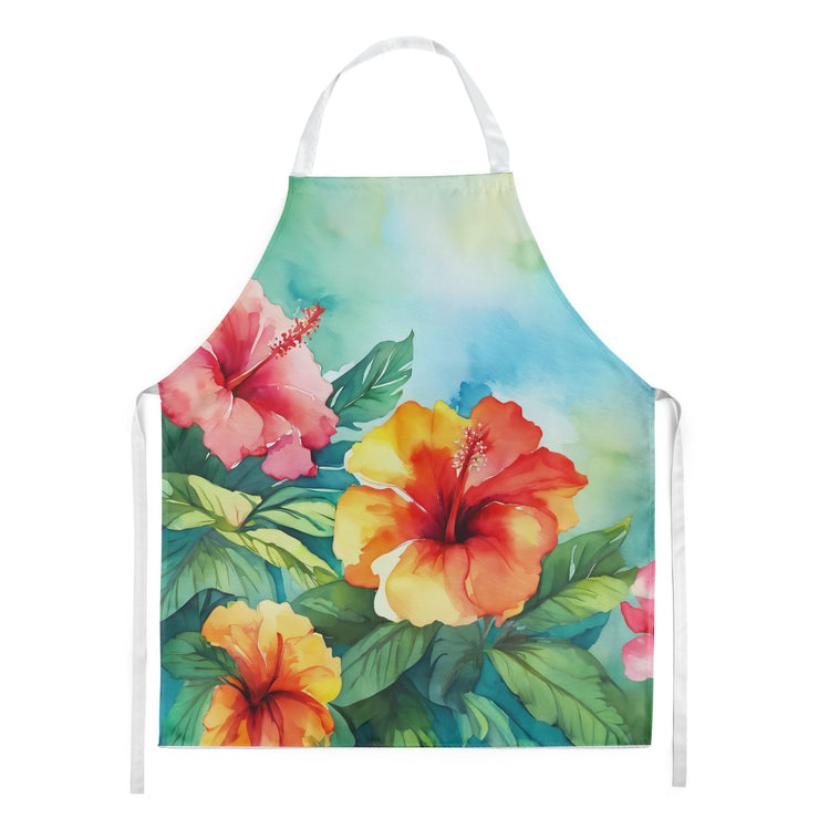 Hawaii Hawaiian Hibiscus in Watercolor Apron - Freeyouthzbandz