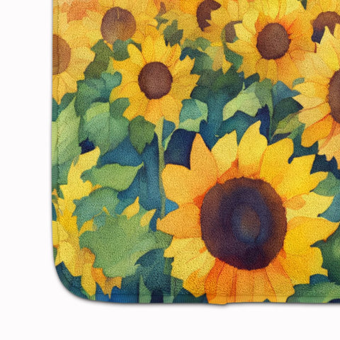Kansas Sunflowers in Watercolor Memory Foam Kitchen Mat - Freeyouthzbandz
