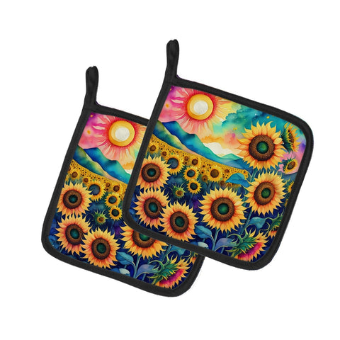 Colorful Sunflowers Pair of Pot Holders - Freeyouthzbandz
