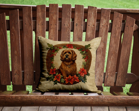 Briard Christmas Flowers Throw Pillow - Freeyouthzbandz