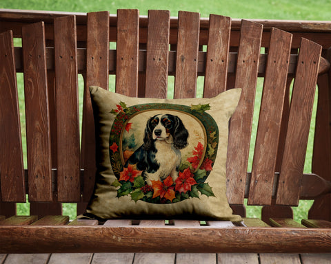 English Springer Spaniel Christmas Flowers Throw Pillow - Freeyouthzbandz