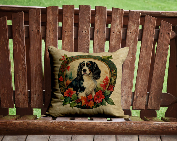 English Springer Spaniel Christmas Flowers Throw Pillow - Freeyouthzbandz