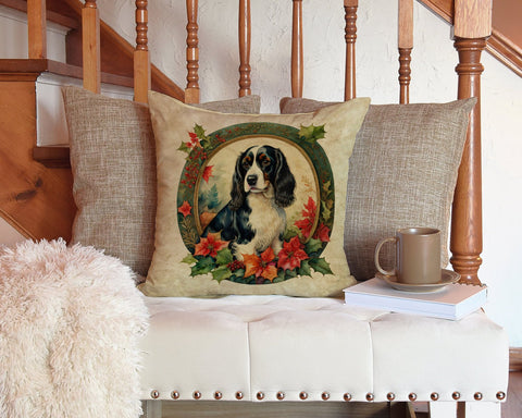 English Springer Spaniel Christmas Flowers Throw Pillow - Freeyouthzbandz