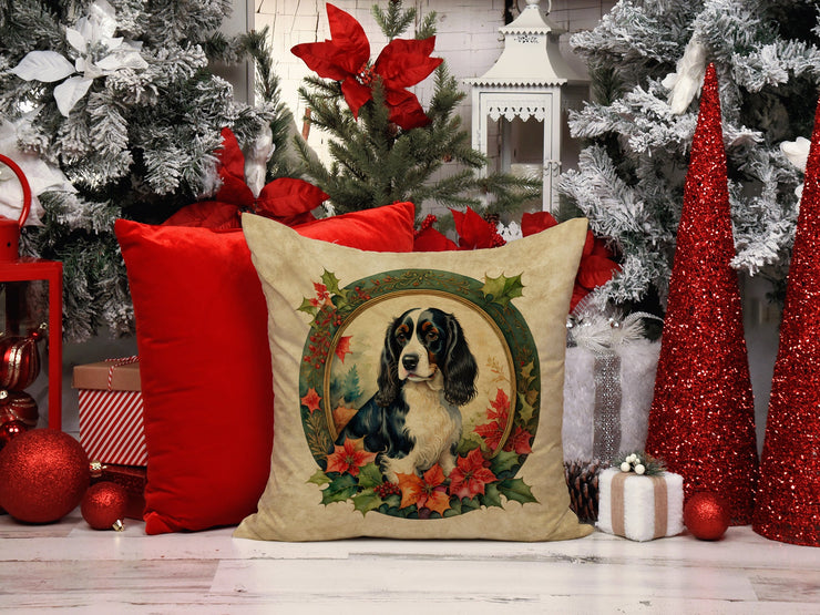 English Springer Spaniel Christmas Flowers Throw Pillow - Freeyouthzbandz