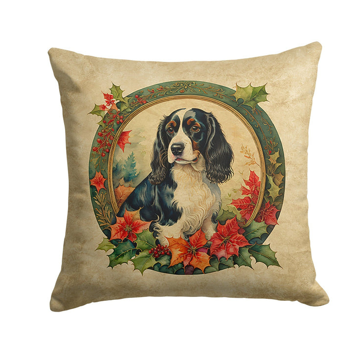 English Springer Spaniel Christmas Flowers Throw Pillow - Freeyouthzbandz