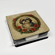Shih Tzu Christmas Flowers PU Leather Note Paper Holder - Freeyouthzbandz
