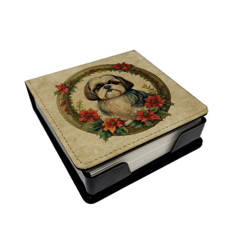Shih Tzu Christmas Flowers PU Leather Note Paper Holder - Freeyouthzbandz