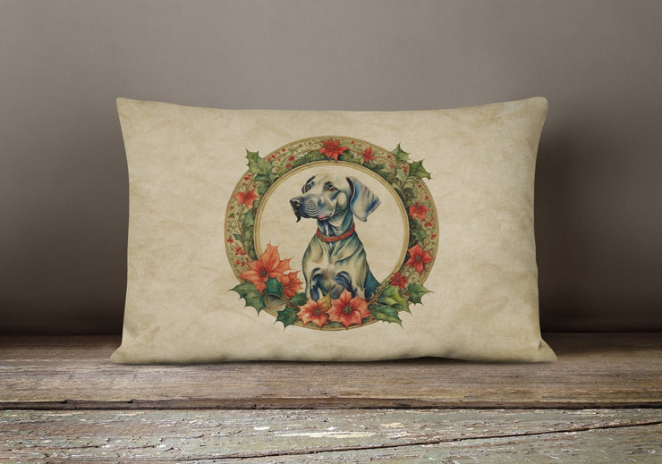 Weimaraner Christmas Flowers Throw Pillow - Freeyouthzbandz