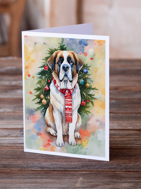 Saint Bernard Christmas Greeting Cards Pack of 8 - Freeyouthzbandz
