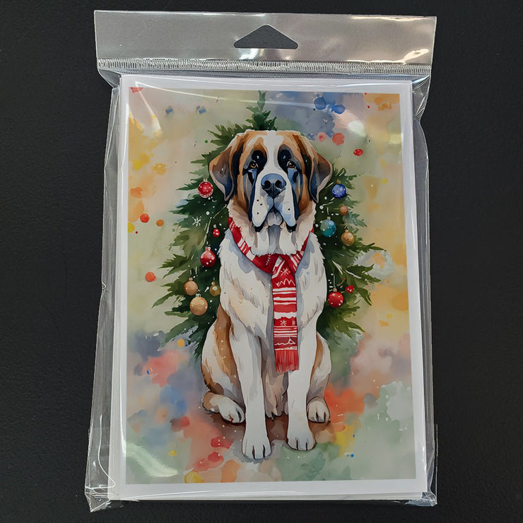 Saint Bernard Christmas Greeting Cards Pack of 8 - Freeyouthzbandz
