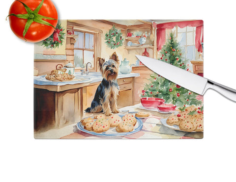 Yorkshire Terrier Yorkie Christmas Cookies Glass Cutting Board - Freeyouthzbandz