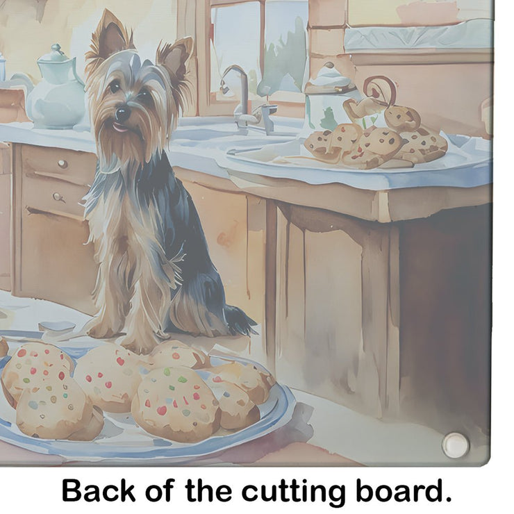 Yorkshire Terrier Yorkie Christmas Cookies Glass Cutting Board - Freeyouthzbandz