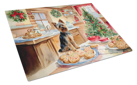Yorkshire Terrier Yorkie Christmas Cookies Glass Cutting Board - Freeyouthzbandz