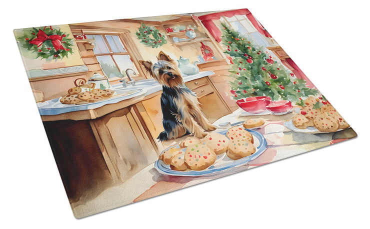 Yorkshire Terrier Yorkie Christmas Cookies Glass Cutting Board - Freeyouthzbandz
