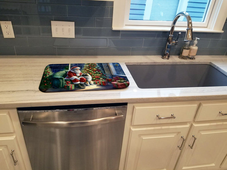 Keeshond and Santa Claus Dish Drying Mat - Freeyouthzbandz
