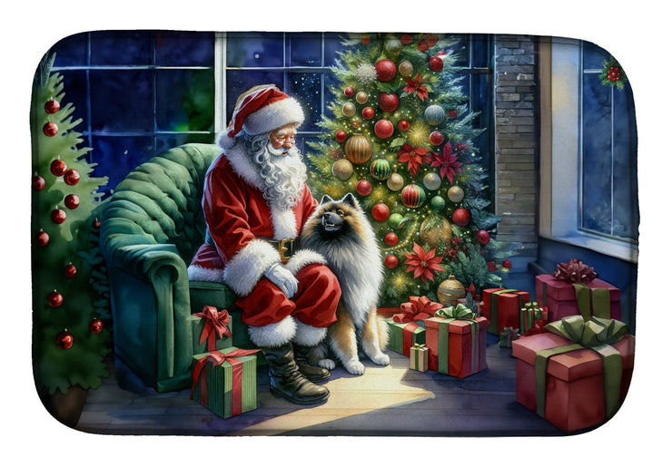 Keeshond and Santa Claus Dish Drying Mat - Freeyouthzbandz