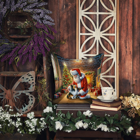 Sheltie and Santa Claus Throw Pillow - Freeyouthzbandz