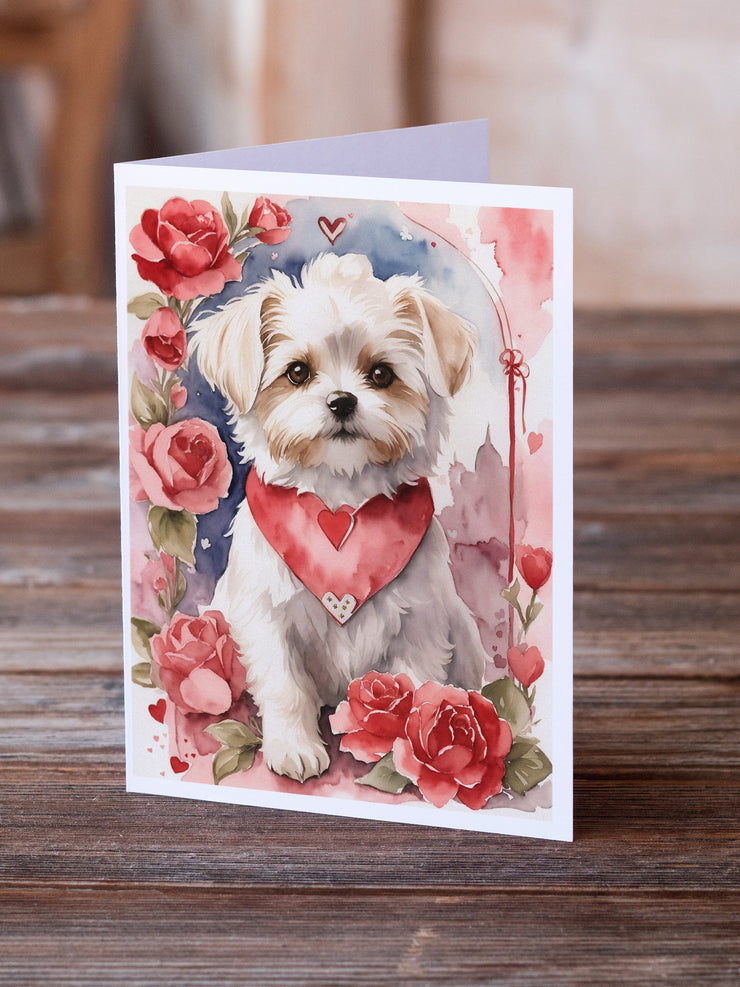 Maltese Valentine Roses Greeting Cards Pack of 8 - Freeyouthzbandz