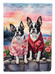 Boston Terrier Two Hearts Garden Flag - Freeyouthzbandz