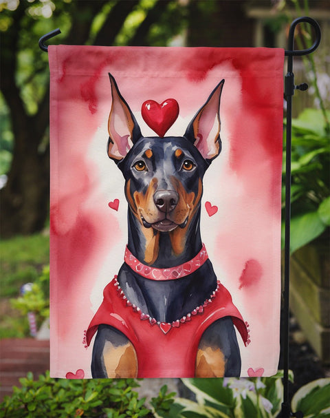 Doberman Pinscher My Valentine Garden Flag - Freeyouthzbandz