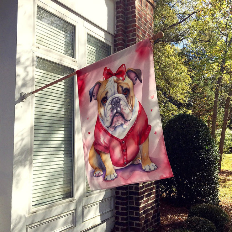 English Bulldog My Valentine House Flag - Freeyouthzbandz
