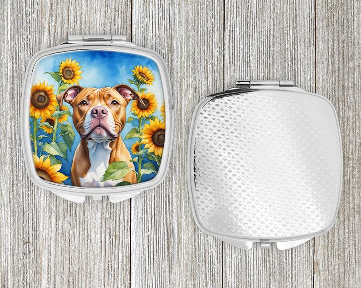 Pit Bull Terrier in Sunflowers Compact Mirror - Freeyouthzbandz
