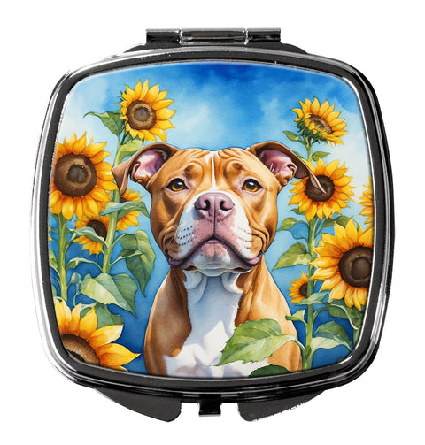 Pit Bull Terrier in Sunflowers Compact Mirror - Freeyouthzbandz