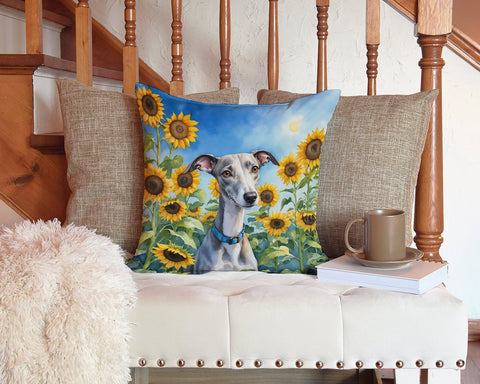 Whippet in Sunflowers Throw Pillow - Freeyouthzbandz