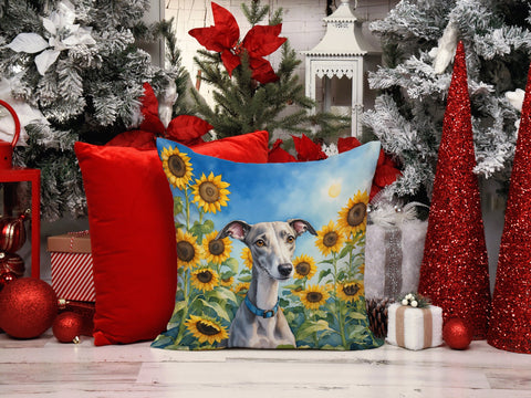 Whippet in Sunflowers Throw Pillow - Freeyouthzbandz