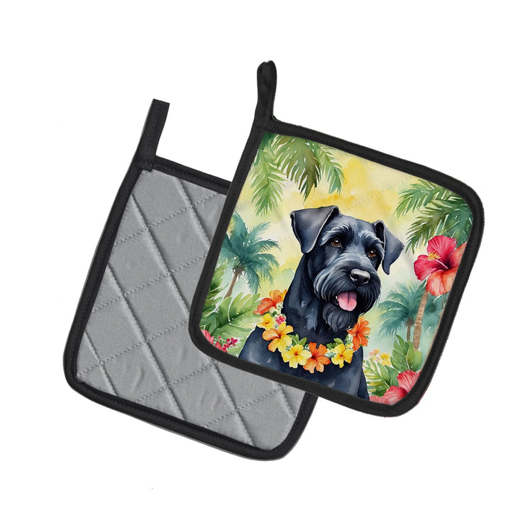 Giant Schnauzer Luau Pair of Pot Holders - Freeyouthzbandz