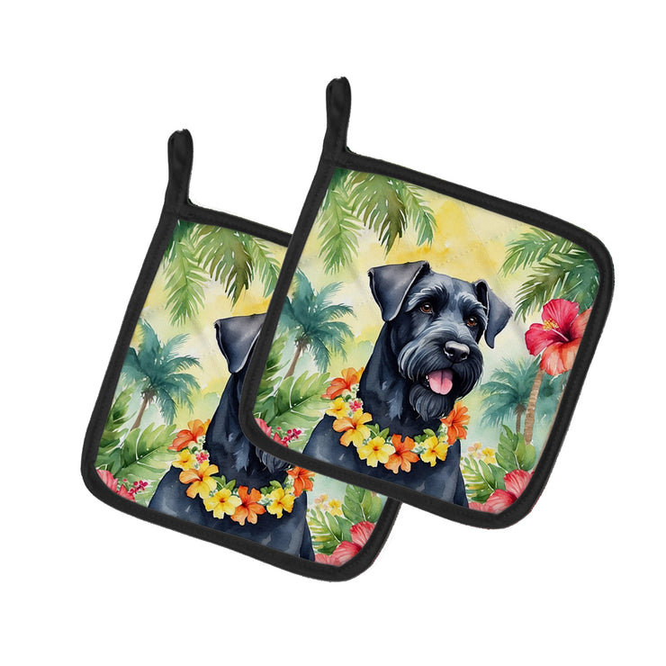 Giant Schnauzer Luau Pair of Pot Holders - Freeyouthzbandz