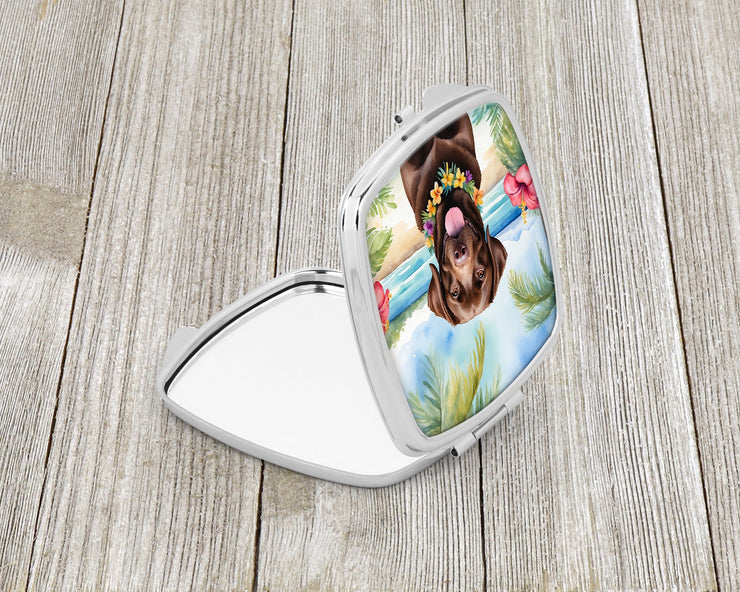 Chocolate Labrador Retriever Luau Compact Mirror - Freeyouthzbandz