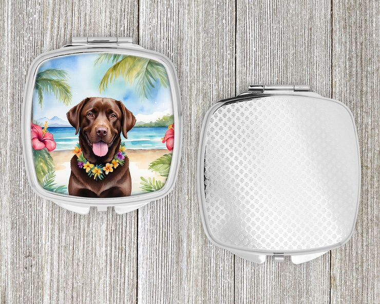 Chocolate Labrador Retriever Luau Compact Mirror - Freeyouthzbandz