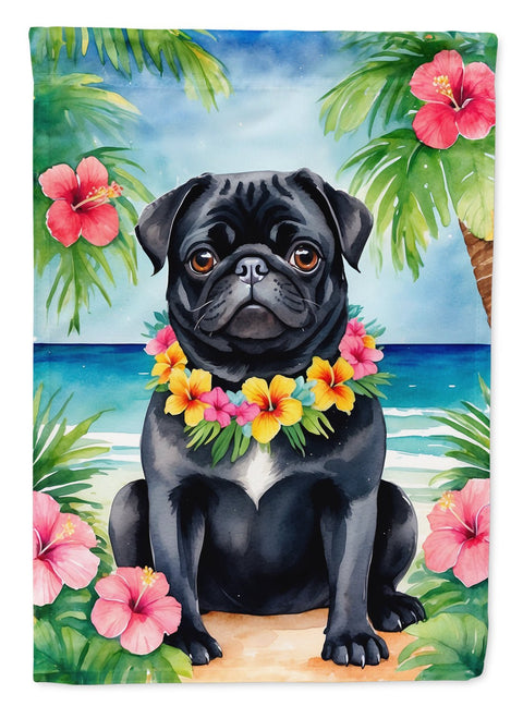 Black Pug Luau Garden Flag - Freeyouthzbandz