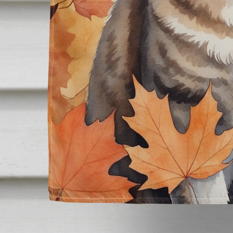 American Bobtail Cat in Fall Leaves House Flag - Freeyouthzbandz