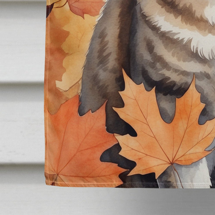 American Bobtail Cat in Fall Leaves House Flag - Freeyouthzbandz