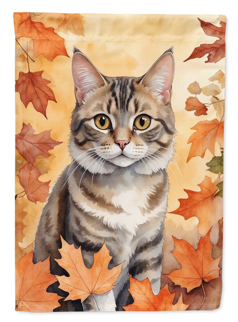 American Bobtail Cat in Fall Leaves House Flag - Freeyouthzbandz