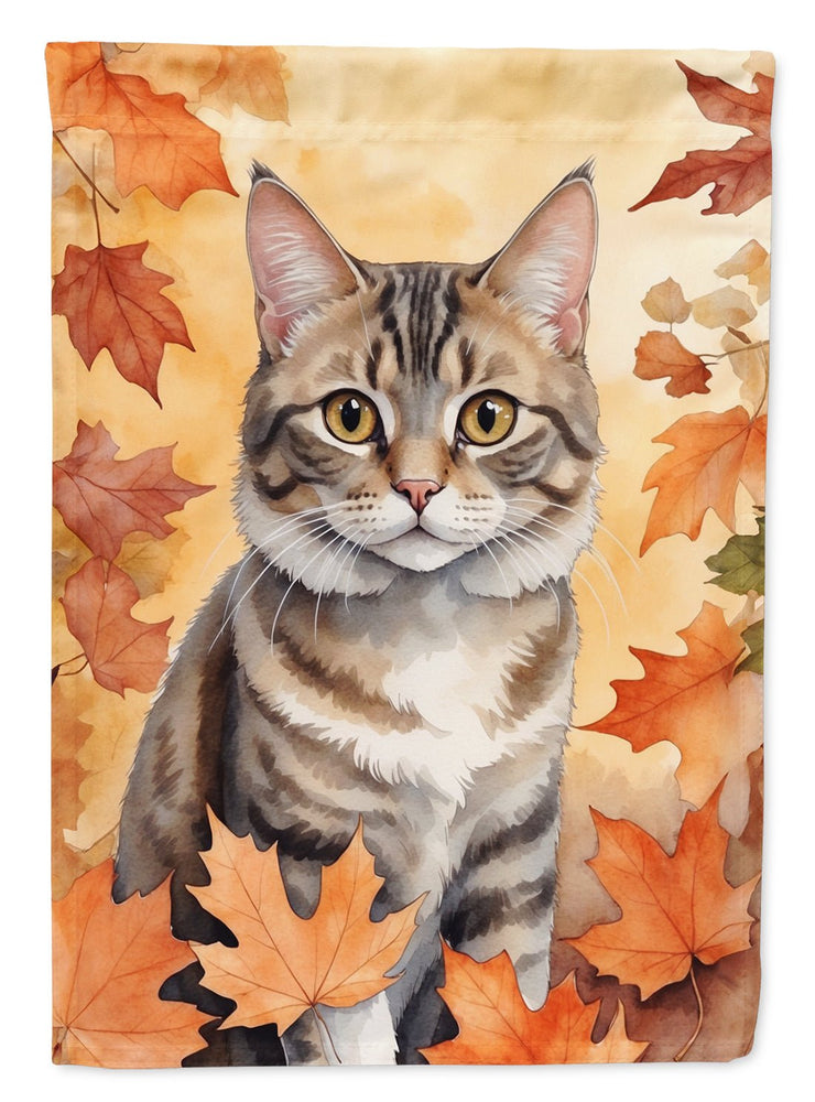 American Bobtail Cat in Fall Leaves House Flag - Freeyouthzbandz