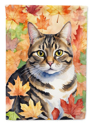 California Spangled Cat in Fall Leaves House Flag - Freeyouthzbandz
