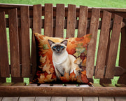 Colorpoint Shorthair Cat in Fall Leaves Throw Pillow - Freeyouthzbandz