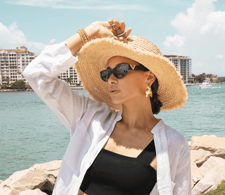 18K Gold Filled Curved Wide Minimalist Hoops (J305 - J307)(L395) - Freeyouthzbandz