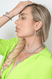 Pave Disc Circle Pendant Necklace & Stud Earrings Set (G214) - Freeyouthzbandz