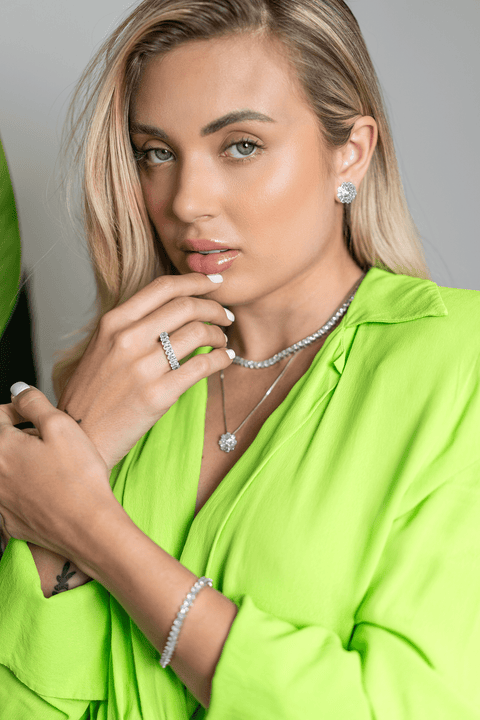 CZ Snowflake Charm Necklace & Stud Earrings Set (G226) - Freeyouthzbandz