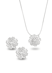 CZ Snowflake Charm Necklace & Stud Earrings Set (G226) - Freeyouthzbandz