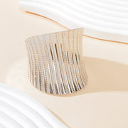 Party Dance Accessories Exaggerated Silver Ripple Wide Geometric Cuffs Bangle for Women - Freeyouthzbandz