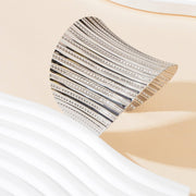 Party Dance Accessories Exaggerated Silver Ripple Wide Geometric Cuffs Bangle for Women - Freeyouthzbandz