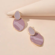 Pink Eanmel Oval Geometric Stud Pierced Trendy Earrings Women Delicate Jewellery - Freeyouthzbandz