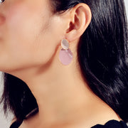 Pink Eanmel Oval Geometric Stud Pierced Trendy Earrings Women Delicate Jewellery - Freeyouthzbandz