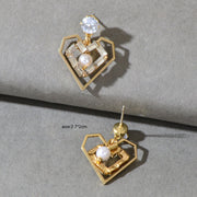 Textured Faux Pearl Cubic Zirconia Decor Heart Dangle Love Earrings for Wedding - Freeyouthzbandz